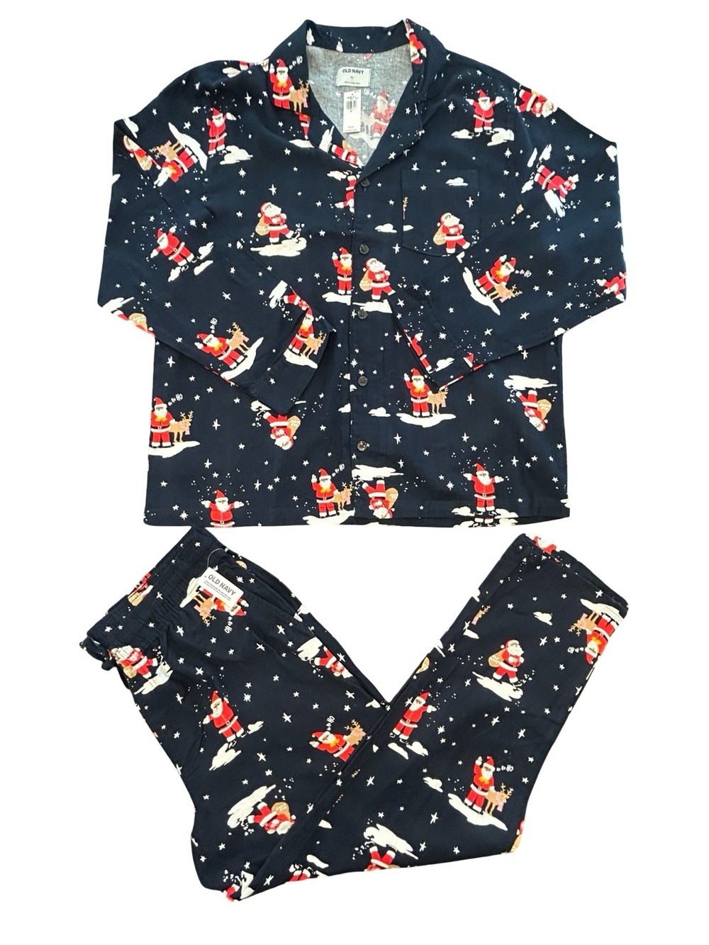 Old Navy Santa clause all over print whimsical festive flannel pajama set NWT XL